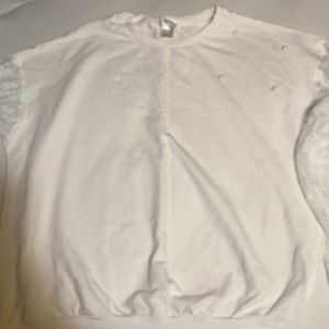 Venus lace sleeve pearl sweater